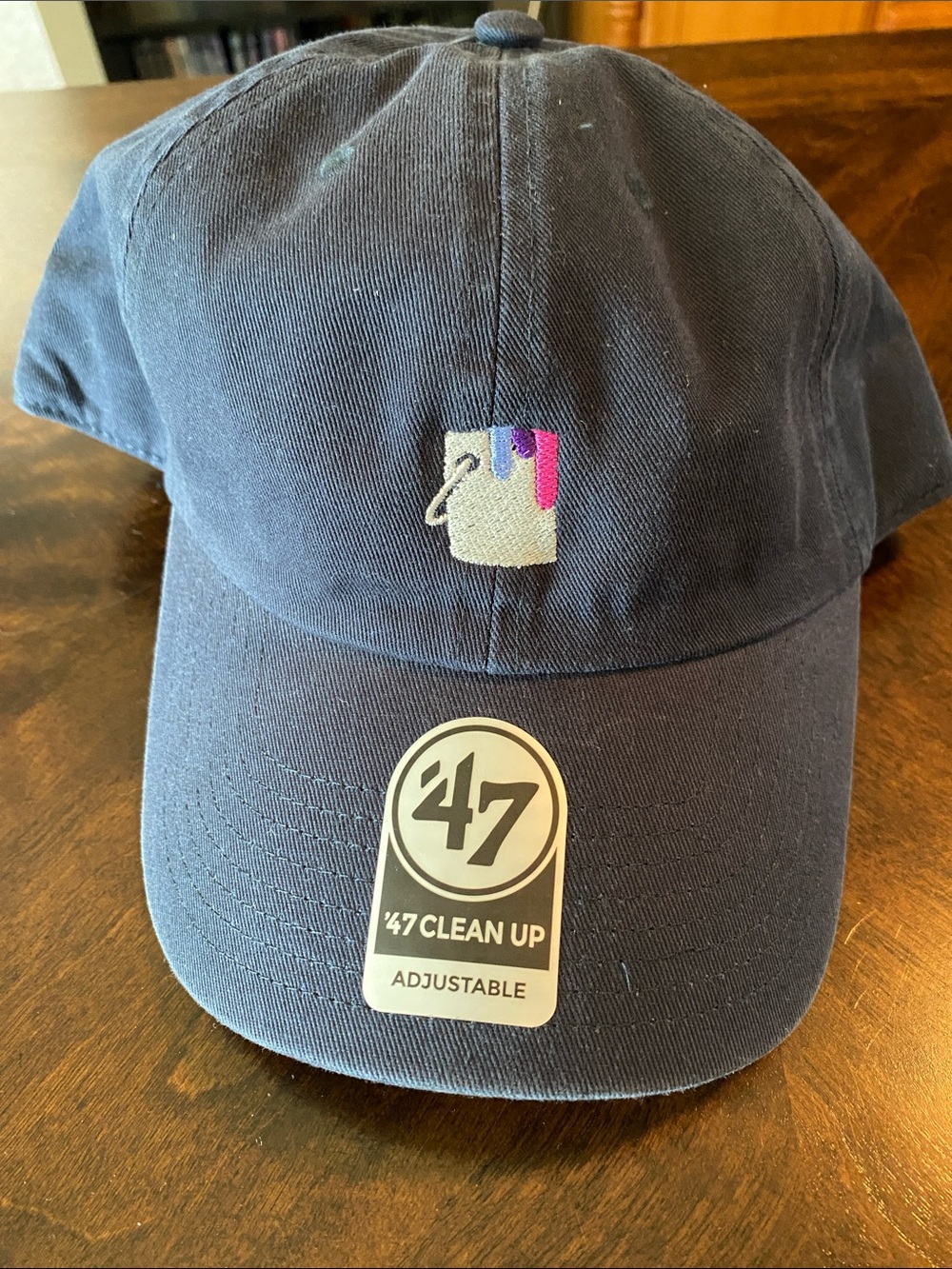47 Navy Cap with Pink and Purple Paint Drip Logo